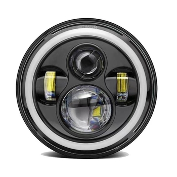 7-inčni LED far za Harley-Wrangler, 4 LED, 60W, prednje svjetlo za off-road motocikl, s anđelovim očima bijelo i žuto