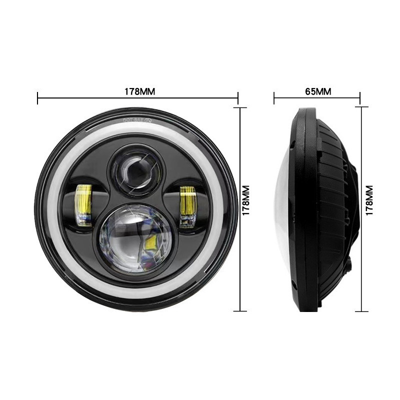 7-inčni LED far za Harley-Wrangler, 4 LED, 60W, prednje svjetlo za off-road motocikl, s anđelovim očima bijelo i žuto