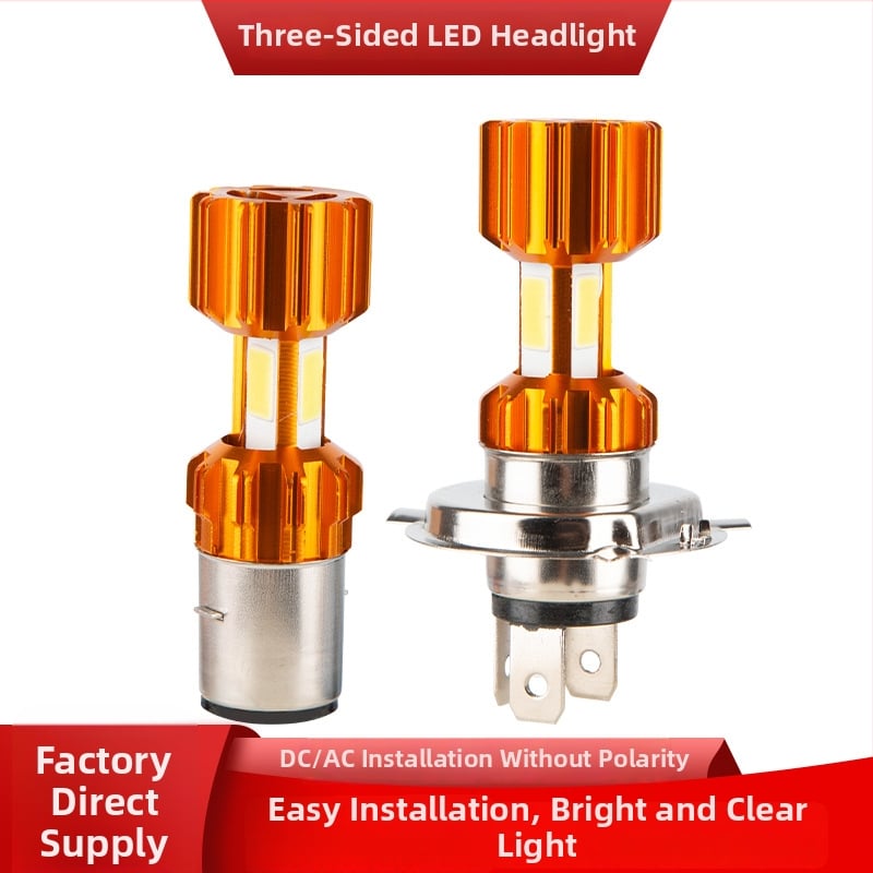 Motorski LED reflektor - trostruki izvor svjetla, prednje svjetlo, 10-85V, LED, BA20D model, aluminijsko kućište, vijek trajanja 30000h