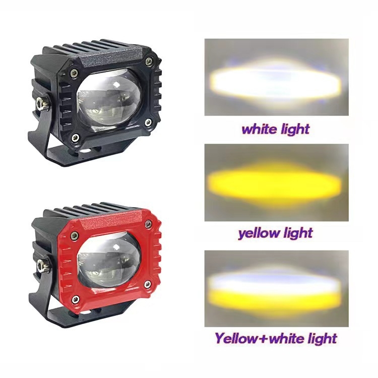 LED prednja svjetiljka za motocikl, dvobojna žuto-bijela, 80V, za električna vozila