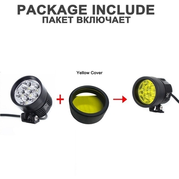 LED reflektor za motocikl, 6-LED, 60W, 6000lm, IP68, 12V
