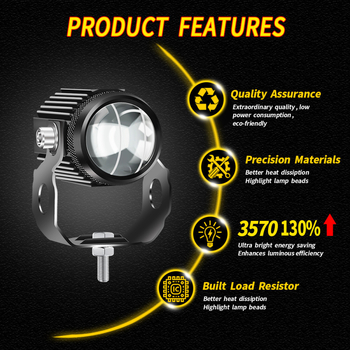 LED glavna svjetla za motocikl, dvobojna, vodootporna, aluminijsko kućište, 10W LED, 8-80V, IP67, Model 002