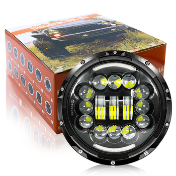 Far LED off-road pentru motocicletă, lentilă H4, 15 LED, 9-36V, corp din aluminiu, 6000LM
