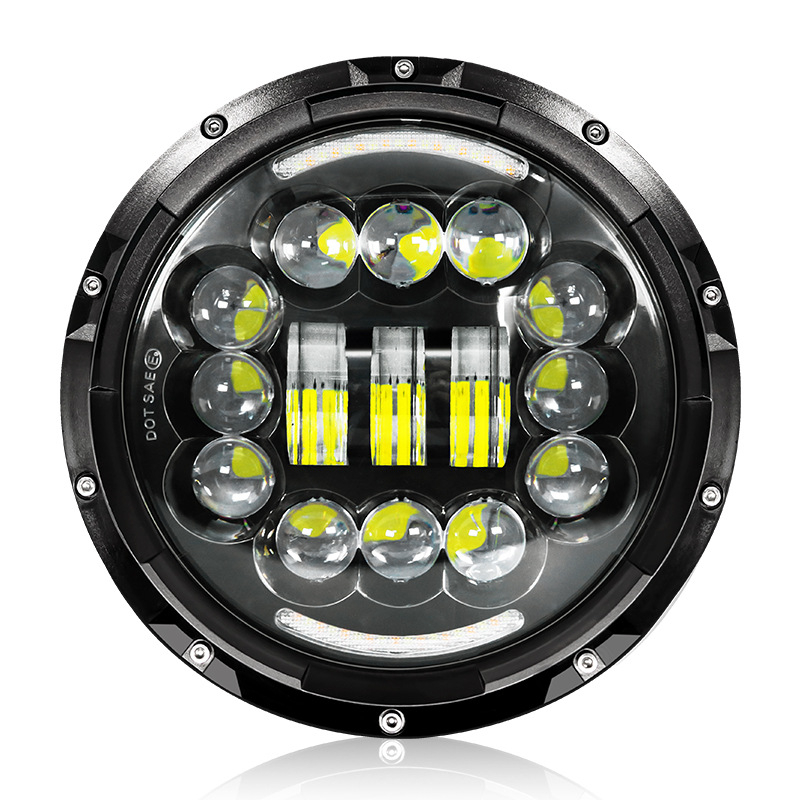 Far LED off-road pentru motocicletă, lentilă H4, 15 LED, 9-36V, corp din aluminiu, 6000LM
