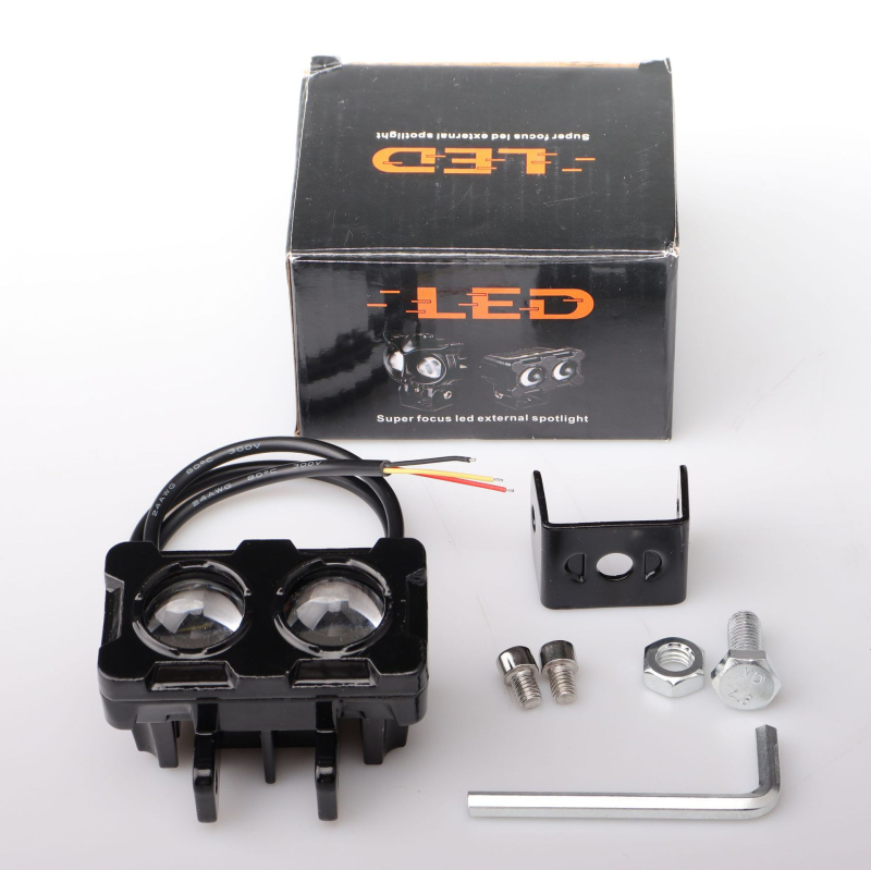 LED far za motocikl s dvostrukim lećama, vodootporan prednji far, 18W, 5000lm, žuto-bijeli snop