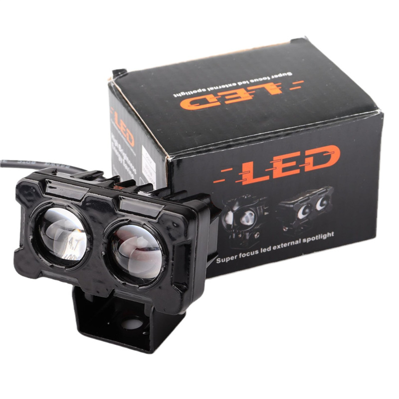 LED far za motocikl s dvostrukim lećama, vodootporan prednji far, 18W, 5000lm, žuto-bijeli snop