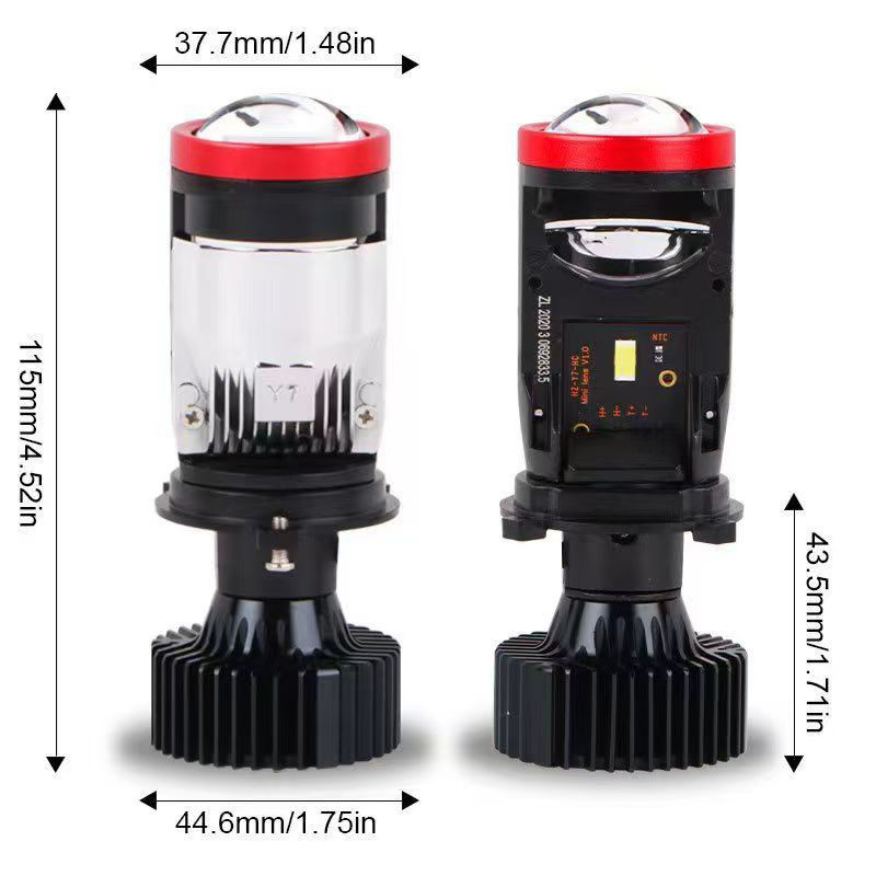 Motociklističko LED prednje svjetlo s dvostrukom lećom, H4, integrirano daljinsko i blisko svjetlo (65W, 12V, 5500 lm, IP68, Y7D)