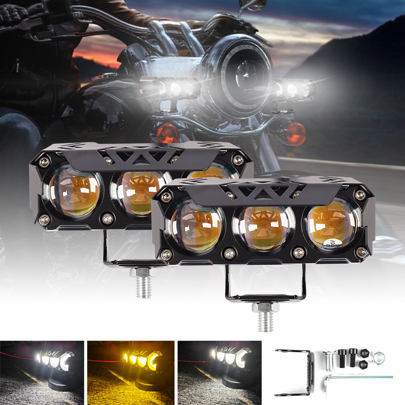Motociklistički LED reflektor s tri zrake, kućište od aluminija, IP68, 3600 lm, 36 W, DC 12–60 V, vijek trajanja 50 000 h