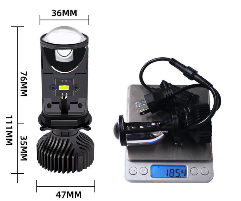 T9 LED фар с леща, интегриран H4 висок/нисък лъч — 70W, 12V, 6000LM, IP68