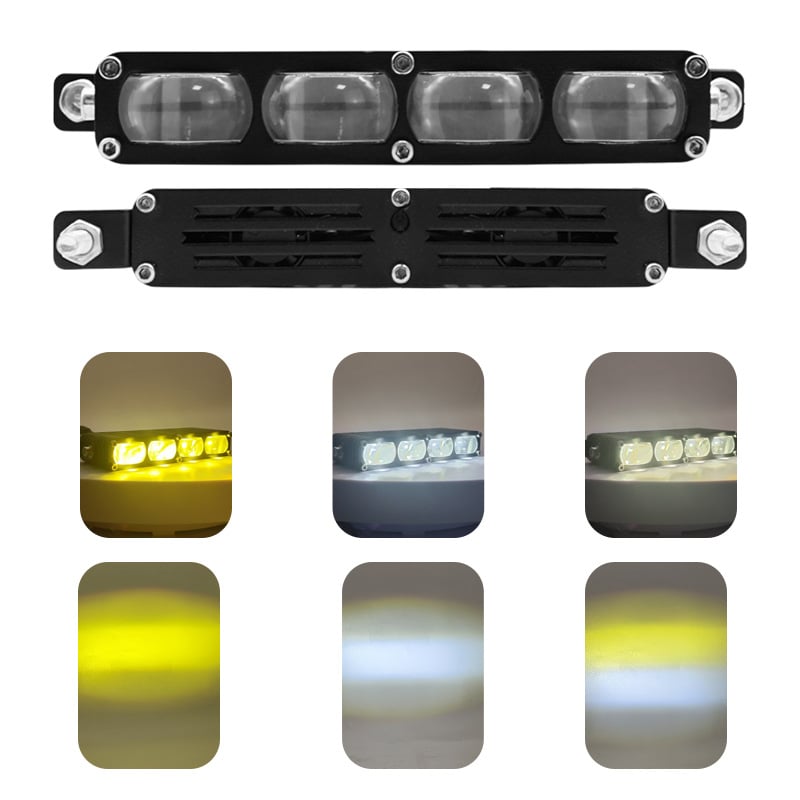 LED reflektor s tri zrake za motocikl i električno vozilo, žuto-bijela svjetlost, radno svjetlo visoke jačine