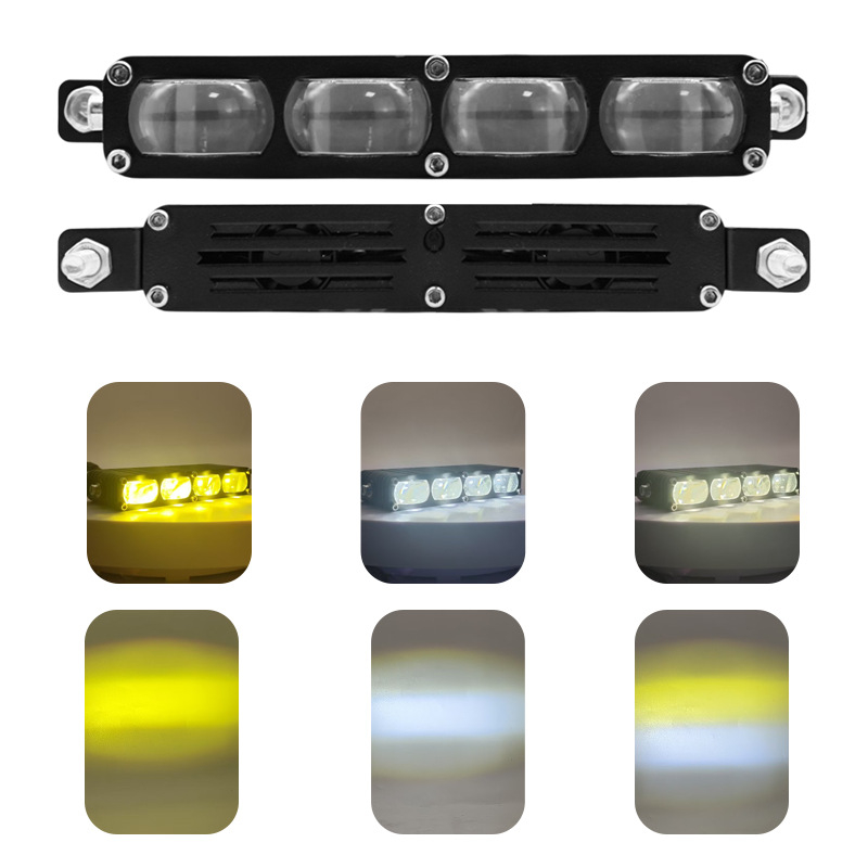 LED reflektor s tri zrake za motocikl i električno vozilo, žuto-bijela svjetlost, radno svjetlo visoke jačine