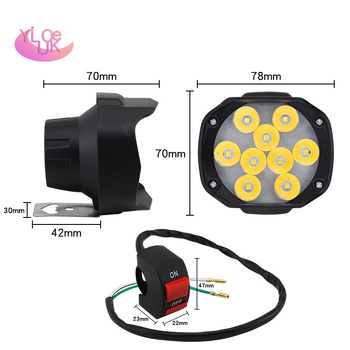 LED far motocikla s 9 LED integriranih, 12/24V, kućište od aluminijske zlitine, 12W, 360lm