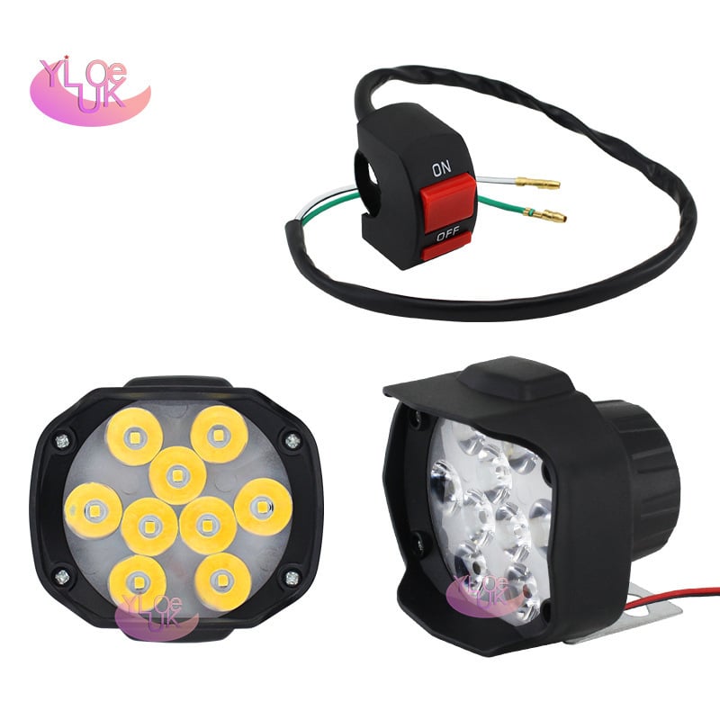 LED far motocikla s 9 LED integriranih, 12/24V, kućište od aluminijske zlitine, 12W, 360lm