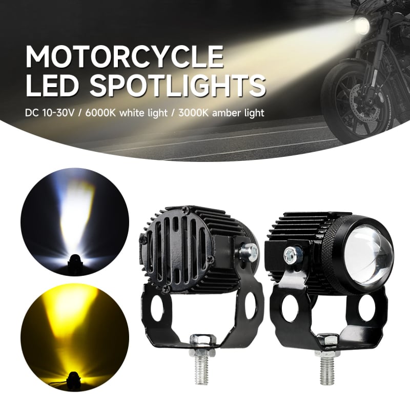 Far pentru motocicletă LED, fascicul dual-color înalt/jos, 3000 lm, IP68, tensiune 10-30V, sursă LED