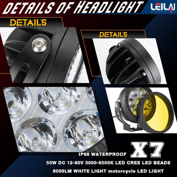LED motociklistički reflektor s aluminijskim kućištem, 12-36V, 70W, IP67, do 14000 lm