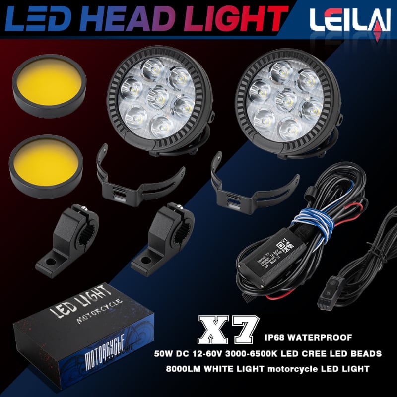 LED motociklistički reflektor s aluminijskim kućištem, 12-36V, 70W, IP67, do 14000 lm