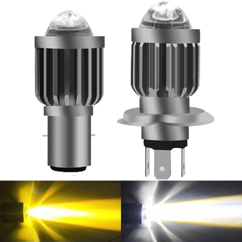H4 motociklistička LED svjetiljka, dvobojna žuto-bijela, daleko i blizu snop, fisheye leća, aluminijski kućište