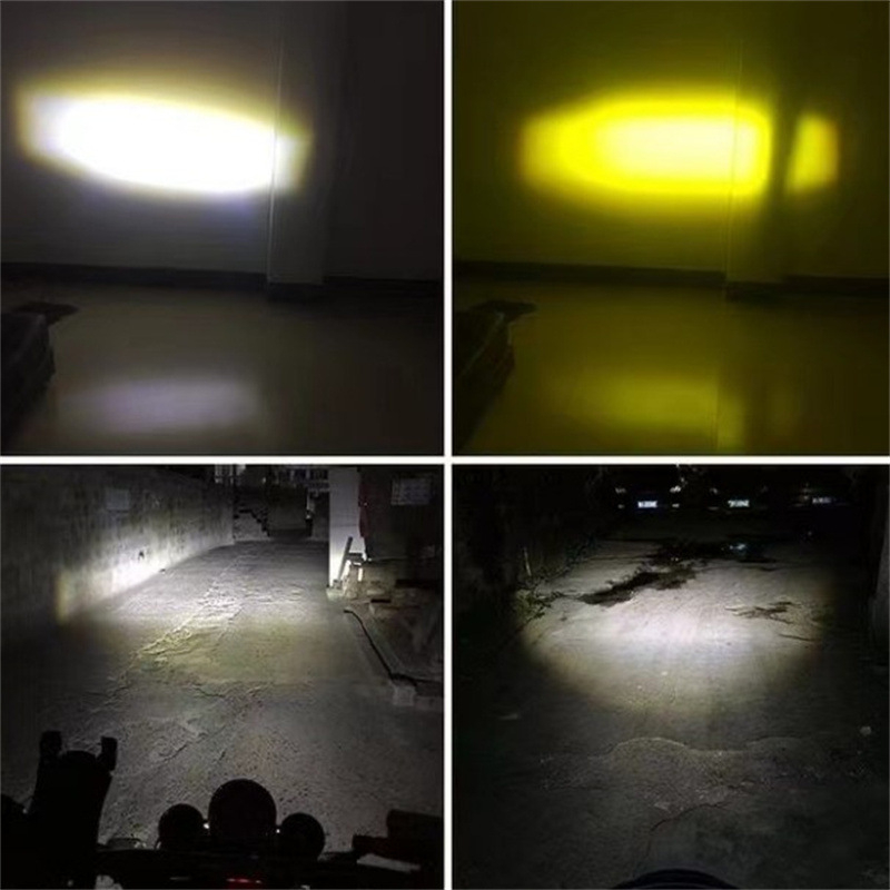 LED motocikl prednje svjetlo s lećom ribljeg oka, H4 BA20D, dvobojno žuto i bijelo
