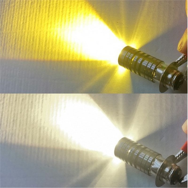LED prednje svjetlo za motocikl s Fisheye lećom, dvobojno žuto-bijelo, 12V 20W, aluminijsko kućište, model P15D/H6, vijek trajanja do 5.000.000 sati