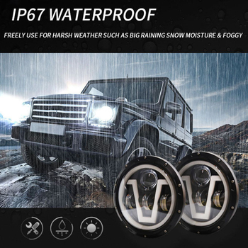 Harley motocikl LED prednje svjetlo – 4-LED niz, V‑oblik dnevnog svjetla sa signalizacijom skretanja, 12–48V, IP66, 6500lm