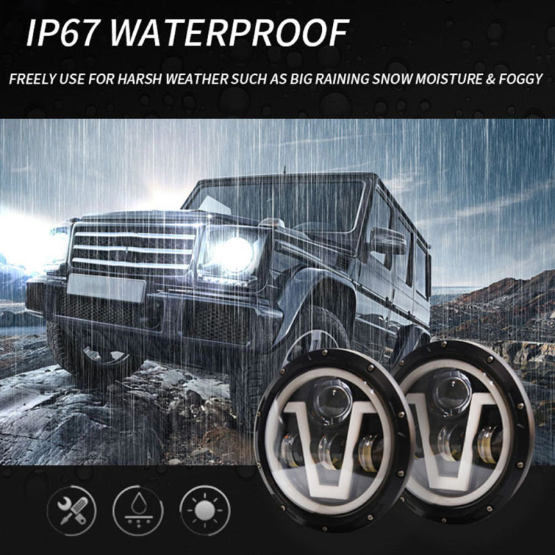 Harley motocikl LED prednje svjetlo – 4-LED niz, V‑oblik dnevnog svjetla sa signalizacijom skretanja, 12–48V, IP66, 6500lm