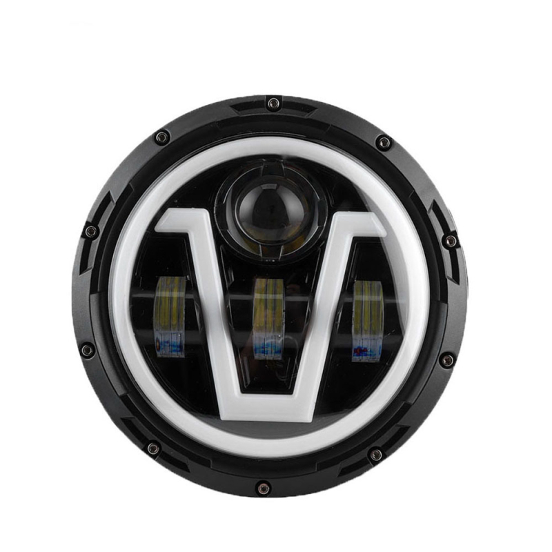 Harley motocikl LED prednje svjetlo – 4-LED niz, V‑oblik dnevnog svjetla sa signalizacijom skretanja, 12–48V, IP66, 6500lm