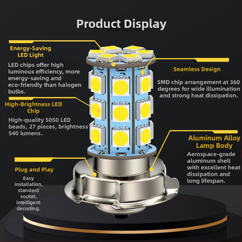 LED predný svetlomet na motorku P26S, 5050, 27 LED, 6V–12V, výmena predného svetla pre elektrické vozidlá
