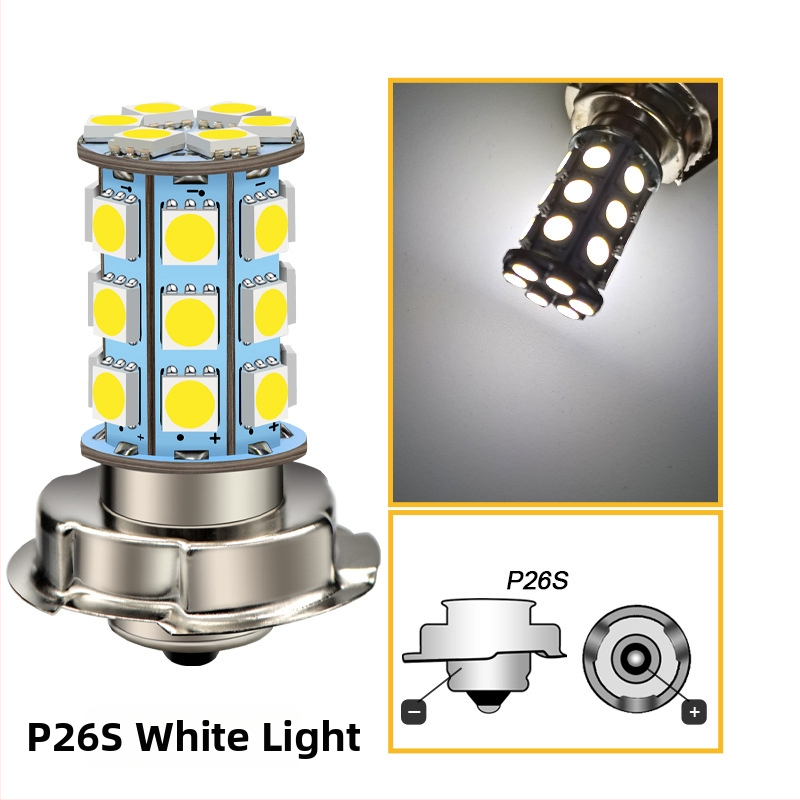 LED predný svetlomet na motorku P26S, 5050, 27 LED, 6V–12V, výmena predného svetla pre elektrické vozidlá
