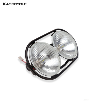 LED εμπρός προβολέας μοτοσικλέτας με διπλό κυκλικό φανάρι – δέσμη υψηλού/χαμηλού φωτισμού, DC τροφοδοσία, συμβατό με Zoomer Zuma/RUCKUS