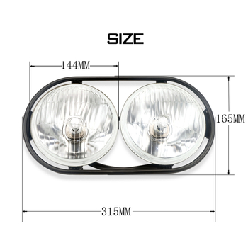 LED εμπρός προβολέας μοτοσικλέτας με διπλό κυκλικό φανάρι – δέσμη υψηλού/χαμηλού φωτισμού, DC τροφοδοσία, συμβατό με Zoomer Zuma/RUCKUS