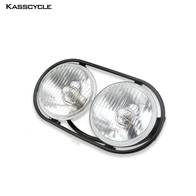 LED εμπρός προβολέας μοτοσικλέτας με διπλό κυκλικό φανάρι – δέσμη υψηλού/χαμηλού φωτισμού, DC τροφοδοσία, συμβατό με Zoomer Zuma/RUCKUS