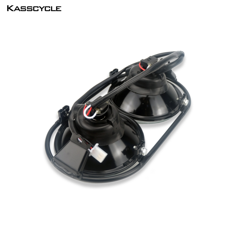 LED εμπρός προβολέας μοτοσικλέτας με διπλό κυκλικό φανάρι – δέσμη υψηλού/χαμηλού φωτισμού, DC τροφοδοσία, συμβατό με Zoomer Zuma/RUCKUS