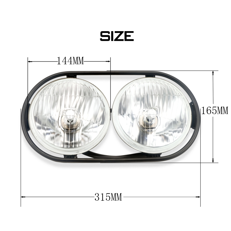 LED εμπρός προβολέας μοτοσικλέτας με διπλό κυκλικό φανάρι – δέσμη υψηλού/χαμηλού φωτισμού, DC τροφοδοσία, συμβατό με Zoomer Zuma/RUCKUS