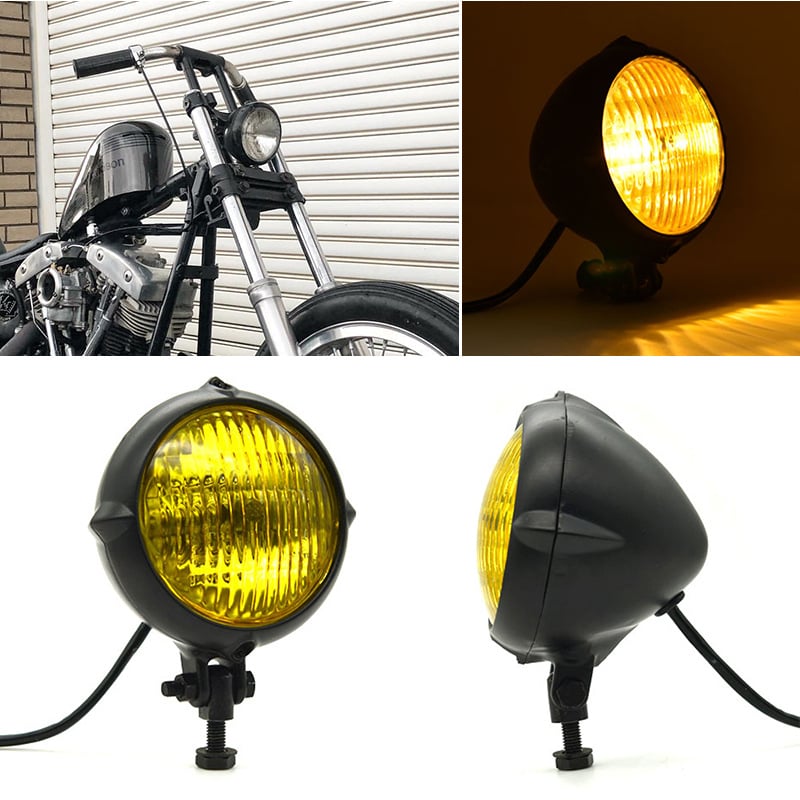 MOZUNE Vintage Screw Μπροστινό Φανάρι για Ρετρό Μοτοσικλέτα Χάρλεϊ – 12V, 25W, Μεταλλικό Αλογονικό Φως