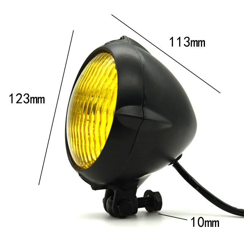 MOZUNE Vintage Screw Μπροστινό Φανάρι για Ρετρό Μοτοσικλέτα Χάρλεϊ – 12V, 25W, Μεταλλικό Αλογονικό Φως