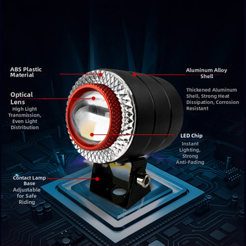 Vanjski LED reflektor za motocikl, 10W, 12-80V, IP67, 3800 lm, aluminijska legura