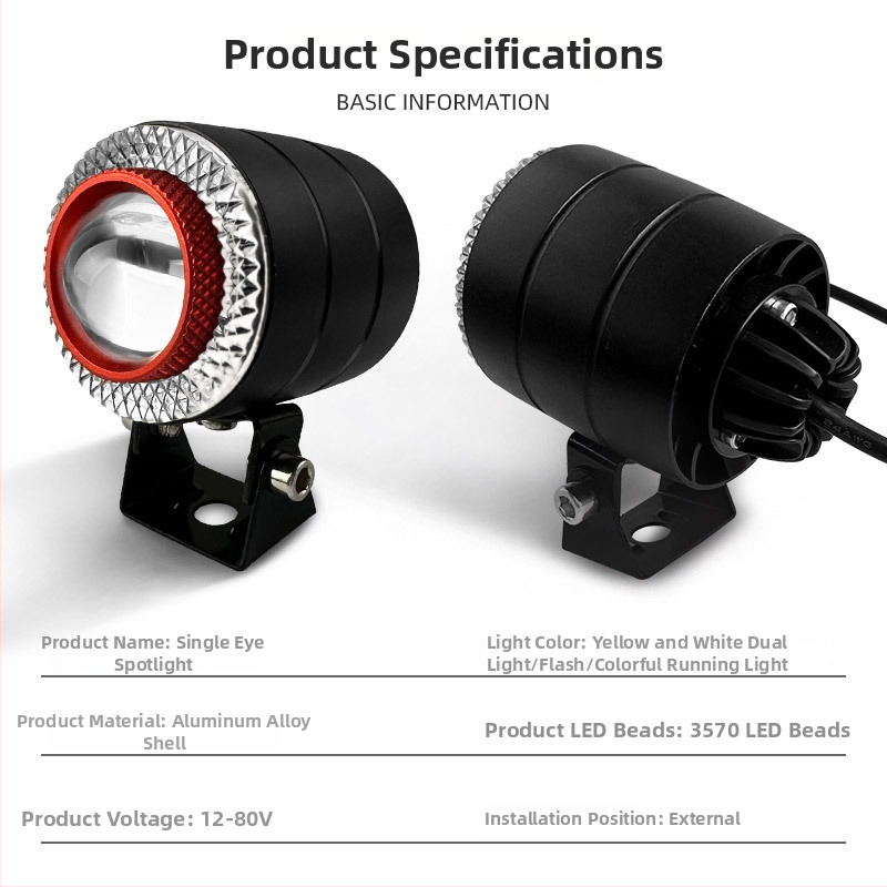 Vanjski LED reflektor za motocikl, 10W, 12-80V, IP67, 3800 lm, aluminijska legura