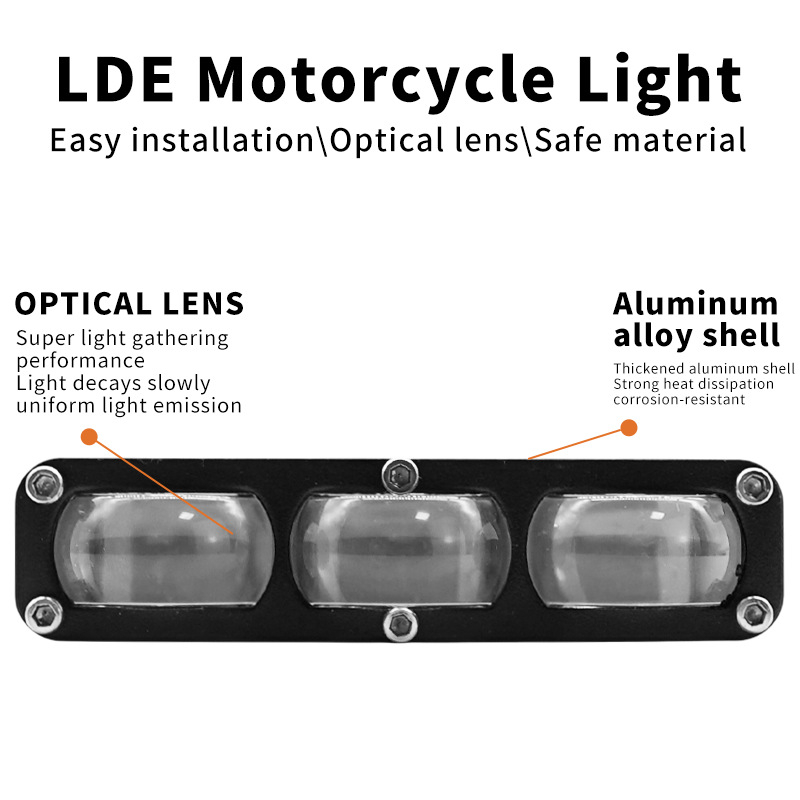 LED motociklističko prednje svjetlo s trostrukom lećom i ventilatorom za hlađenje, 40W+40W, 12-48V, IP68