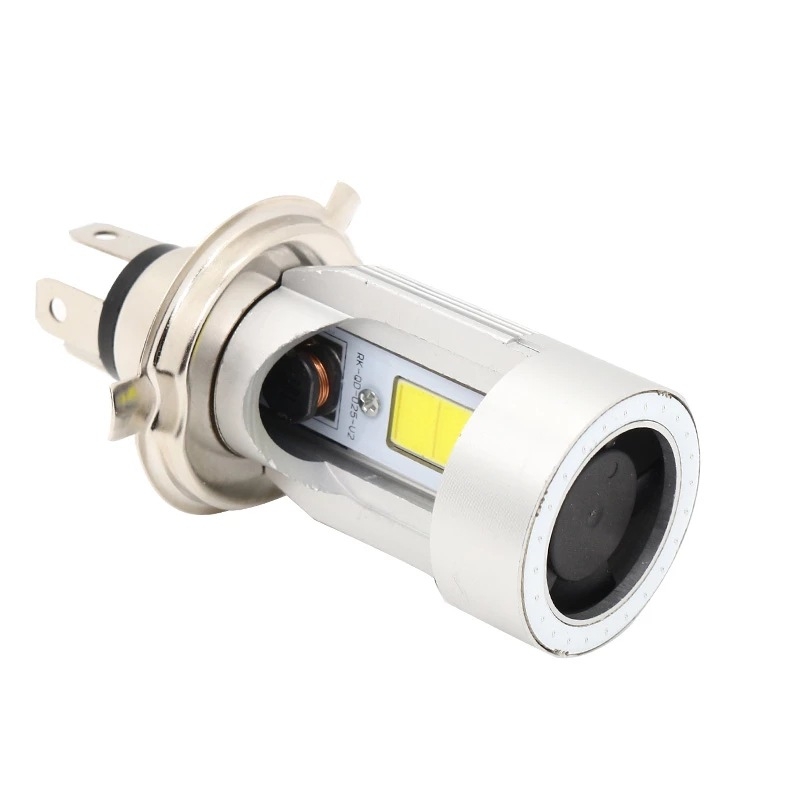 Φανάρι LED μοτοσικλέτας με Angel Eyes και διπλό Demon Eye, συμβατό με HS1/H4, COB 4000LM, 25W, 12-80V, IP65