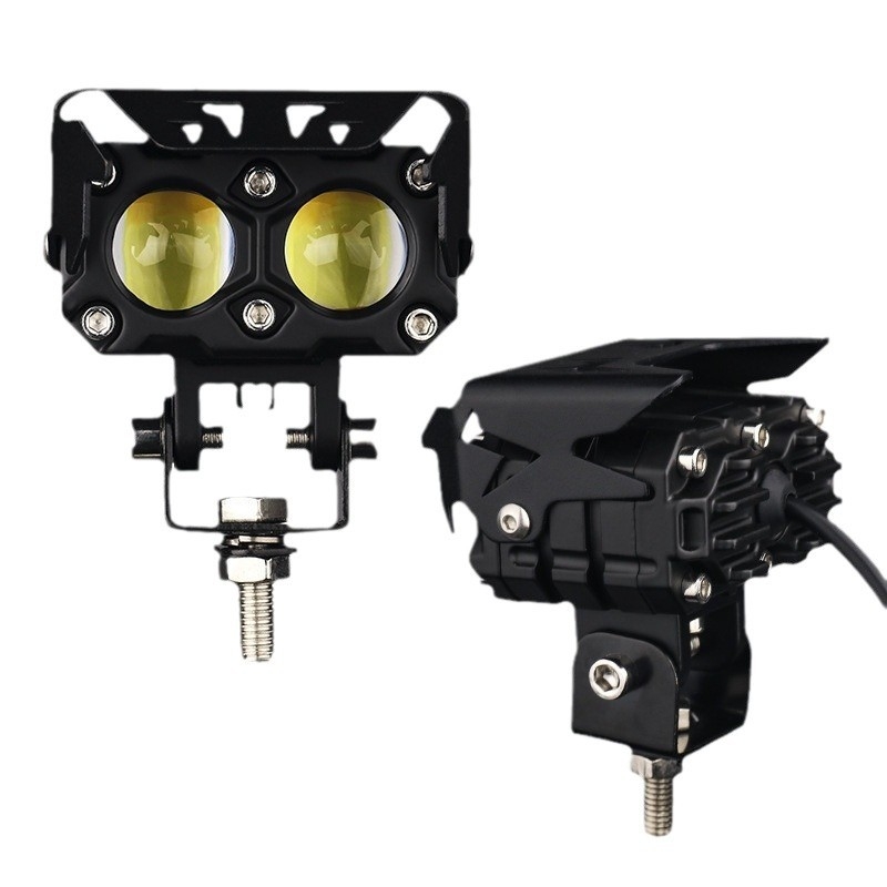 LED προβολέας για μοτοσικλέτα με διπλό φωτιστικό σώμα и bifocal φακό, αλουμινένιο περίβλημα αεροπορικής ποιότητας, 25W, 9–80V, IP67, 6000LM