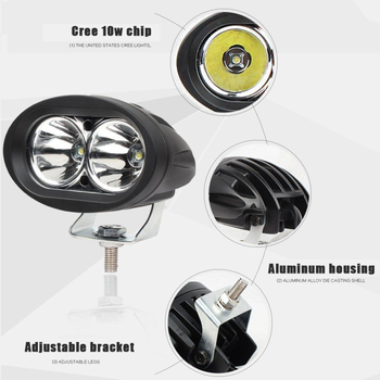 Ovális LED munkalámpa kettős fényű (20W, 2000lm, 12–30V, 8000K, alumínium ötvözet)