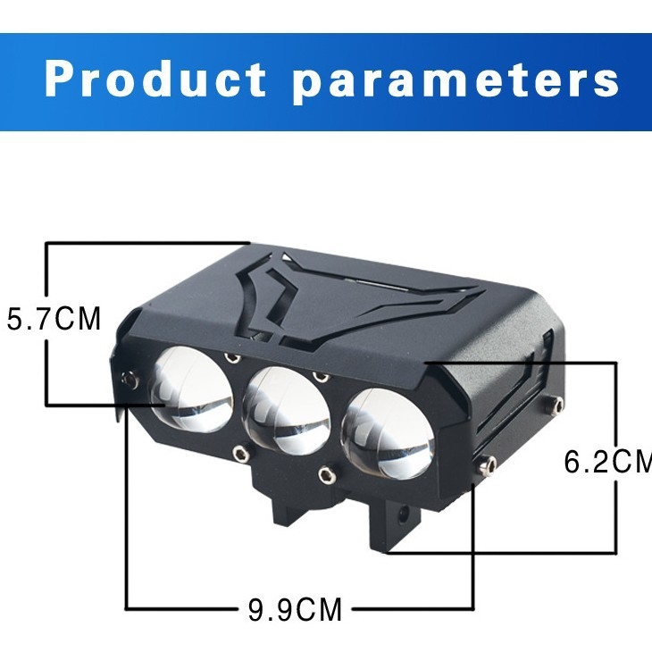 Motociklističko LED reflektor s tri leće IP68 30W 3000lm 12-80V
