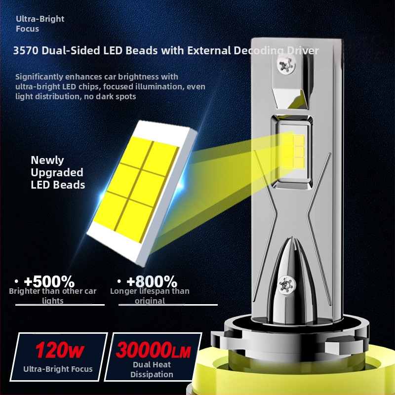 Auto LED prednje svjetlo T65 za H7/H4, visokou snagom 65W, 6000LM, IP67, cinkovo-legirano, 16V, LED 3570