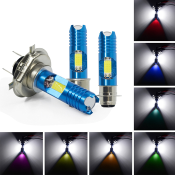 LED prednje svjetlo za motocikl H4, BA20D/P15D, LED-H6M, COB+LED, aluminijsko kućište, 12V, 60.000 h vijeka, čisto bijela + RGB