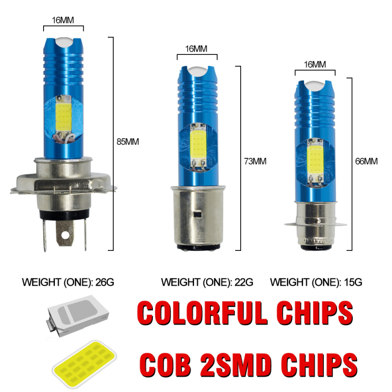 LED prednje svjetlo za motocikl H4, BA20D/P15D, LED-H6M, COB+LED, aluminijsko kućište, 12V, 60.000 h vijeka, čisto bijela + RGB