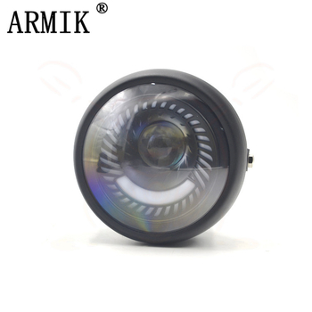 Retro LED prednja svjetiljka za motocikl s metalnim kućištem, 12V, ARMIK, mogućnost prilagodbe