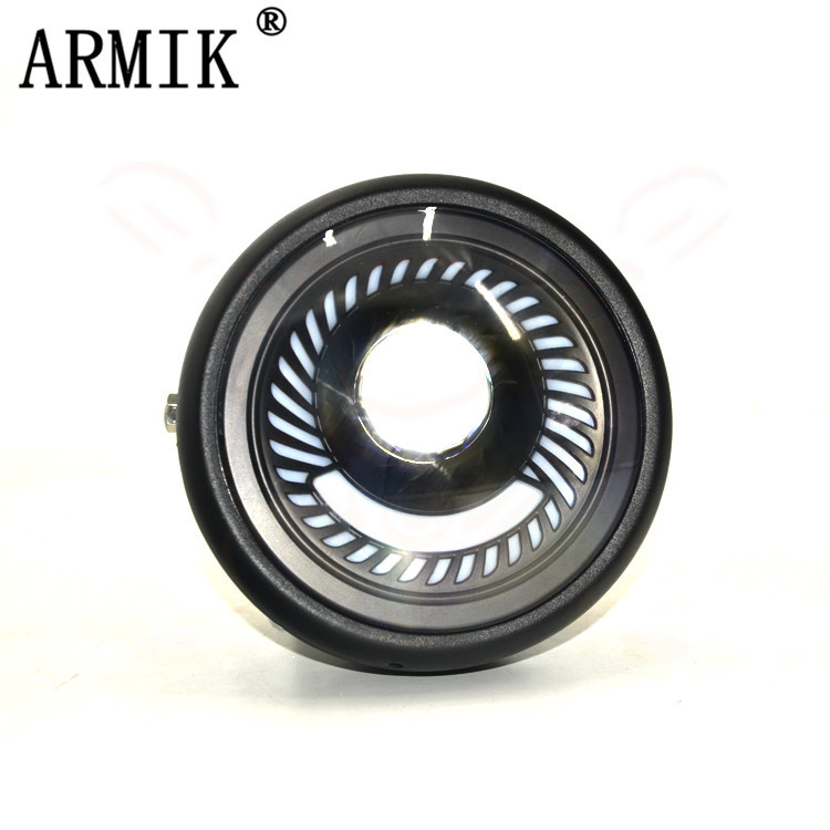 Retro LED prednja svjetiljka za motocikl s metalnim kućištem, 12V, ARMIK, mogućnost prilagodbe