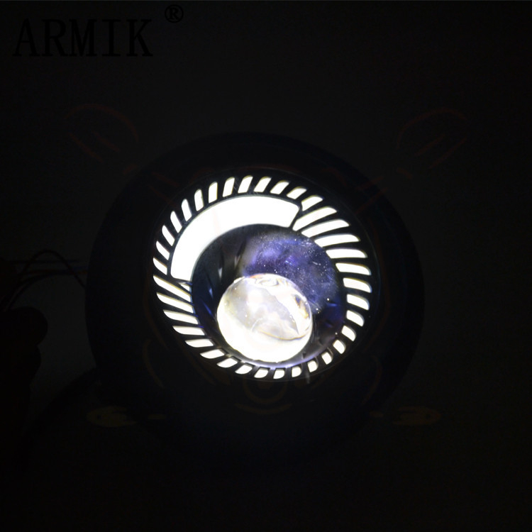Retro LED prednja svjetiljka za motocikl s metalnim kućištem, 12V, ARMIK, mogućnost prilagodbe