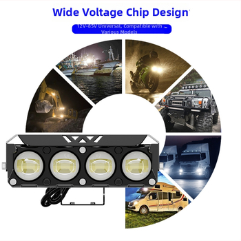 LED prednje svjetlo za motocikl — off-road, 24W, 14000 lm, IP68, 12-85V, aluminijska legura, LED 3570, Wilson