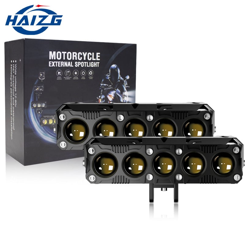 HAIZG LED prednje svjetlo za motocikl, dvobojno žuto i bijelo, visok i nizak snop, aftermarket ugradnja